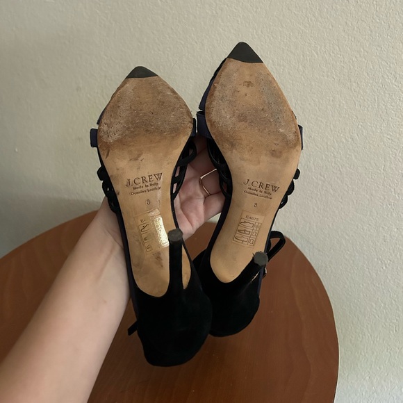 J.CREW Collection Roxie Suede Satin Ankle Strap Pumps Womens Size 8 Made in Itay - Picture 12 of 13